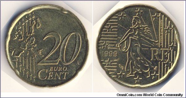 20 Euro Cent (European Union - 5th French Republic // Nordic Gold)