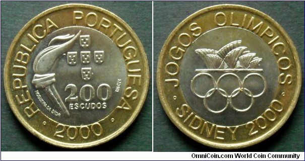 Portugal 200 escudos. 2000, Olympic Games, Sidney 2000.