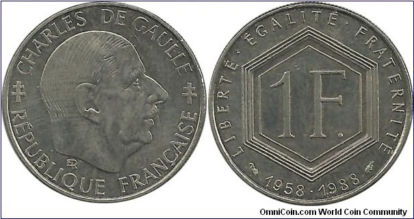 FranceComm 1 Franc 1988-Charles de Gaulle