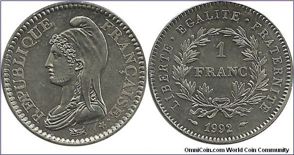 FranceComm 1 Franc 1992-200th Anniversary of French Republic