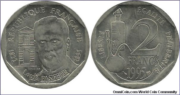 FranceComm 2 Franc 1995-Louis Pasteur