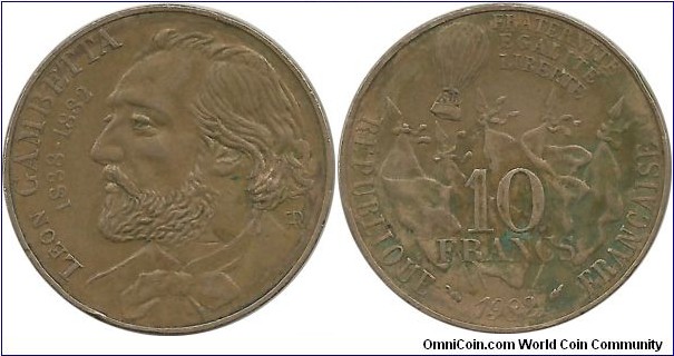 FranceComm 10 Francs 1982-Leon Gambetta