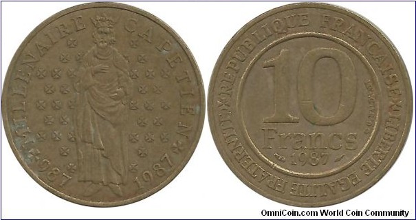 FranceComm 10 Francs 1987-Capet Dynasty 1000th Year