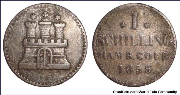 HAMBURG (FREE CITY~1 Schilling 1855.