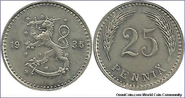 Finland 25 Penniä 1935