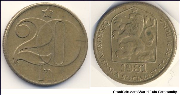 20 Haleru (Socialist Republic of Czechoslovakia // Nickel Brass)