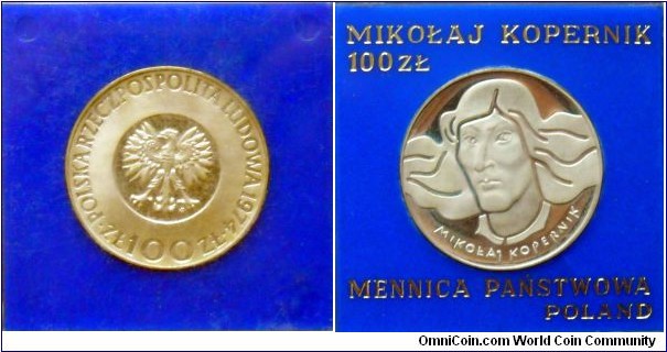Poland 100 zlotych.
1974, Mikolaj Kopernik. Ag 750. Weight; 16,5g. Diameter; 32mm. Proof.