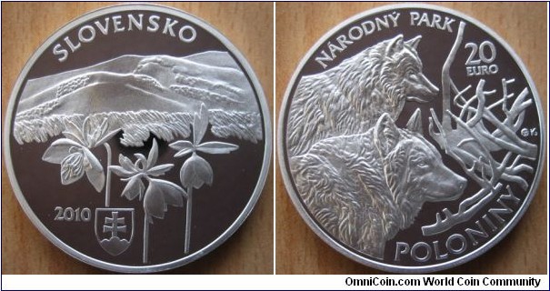 20 Euro - Narodny park Poloniny - 33.63 g Ag .925 Proof - mintage 10,350