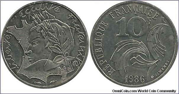 France 10 Francs 1986 - Madame République