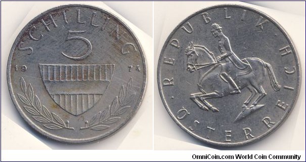 5 Schilling (2nd Republic of Austria // Copper-Nickel 75/25)