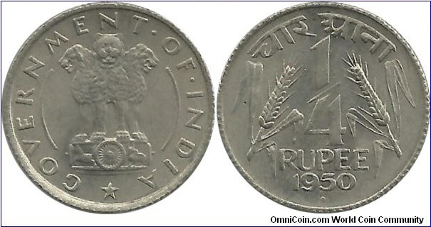 IndiaRepublic ¼ Rupee 1950(B)