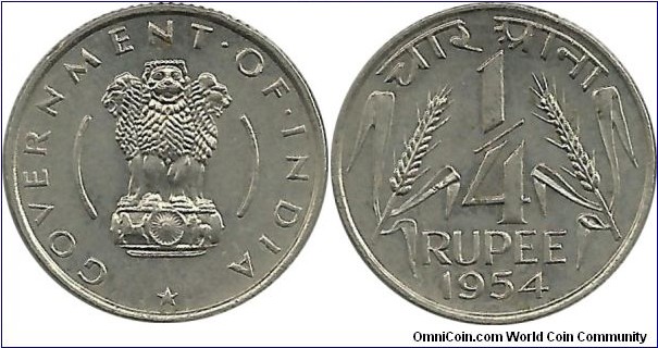 IndiaRepublic ¼ Rupee 1954(C)