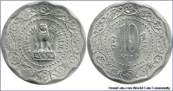 IndiaRepublic 10 Paise 1974(H)