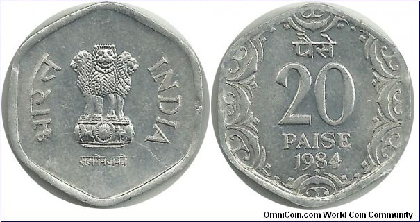 IndiaRepublic 20 Paise 1984(H)