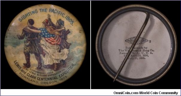 Lewis & Clark Exposition Celluloid Pin