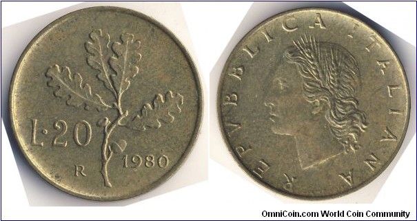 20 Lire (Italian Republic // Bronzital Alloy)