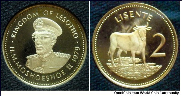King Moshoeshoe II.

Lesotho proof coin from mint set 1979. 