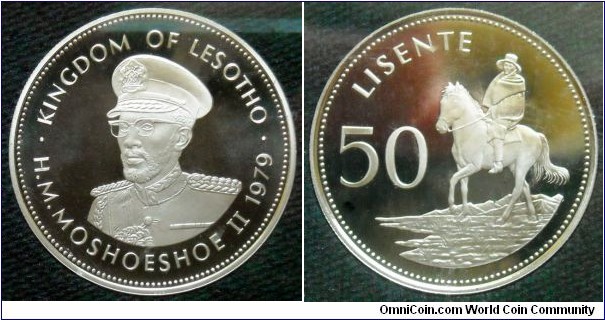 King Moshoeshoe II.
50 sente. 1979. Proof variety 1979 set issue.