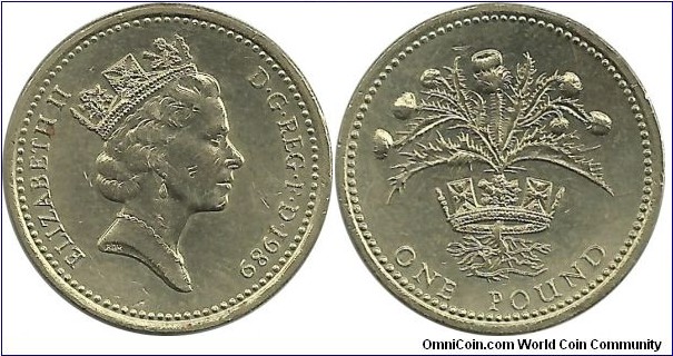 UKingdom 1 Pound 1989-Thistle and Royal Diadem-Scotland
