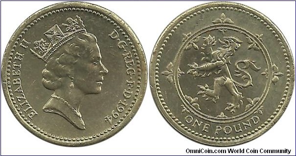 UKingdom 1 Pound 1994-Scottish reverse