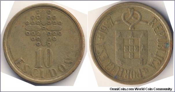 10 Escudos (3rd Republic Portuguese // Nickel Brass)