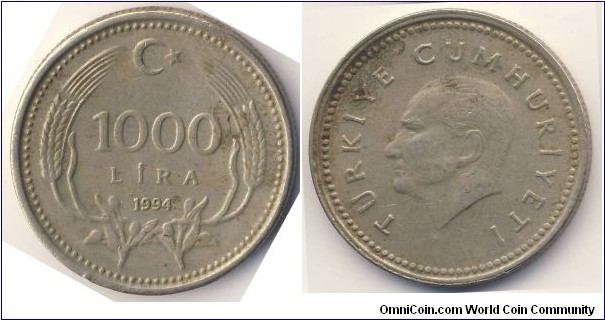 1000 Lira (Republic of Turkiye // Nickel Brass)