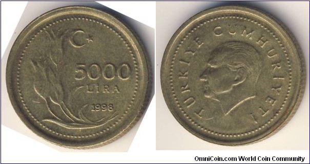 5000 Lira (Republic of Turkiye / small size // Brass 6g)