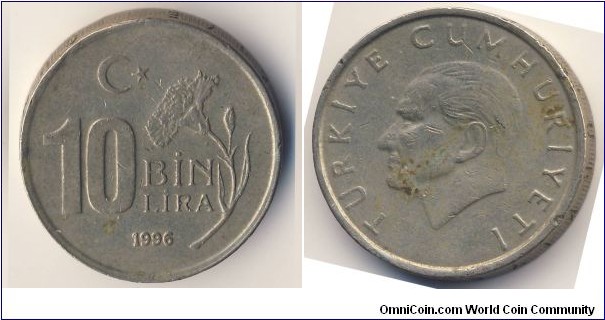 10.000 Lira (Republic of Turkiye // Nickel Brass)