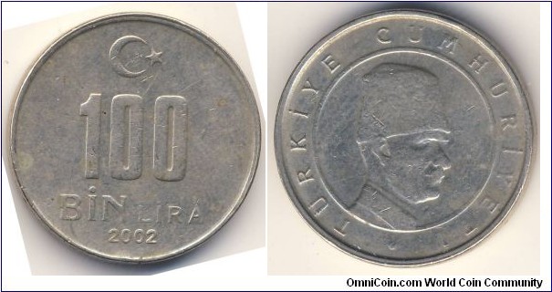 100.000 Lira (Republic of Turkiye // Nickel Brass)
