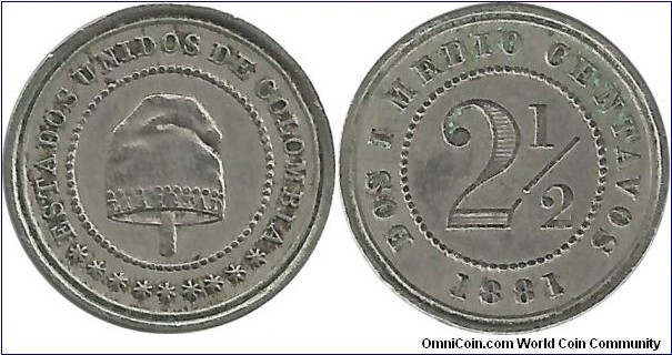 Colombia 2½ Centavos 1881