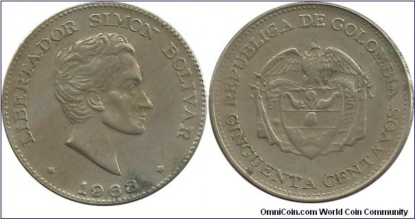 Colombia 50 Centavos 1963