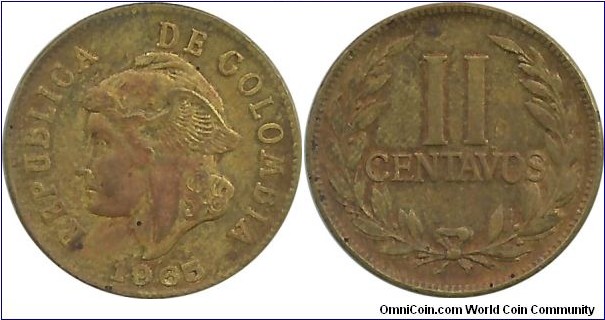 Colombia 2 Centavos 1965