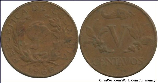Colombia 5 Centavos 1966