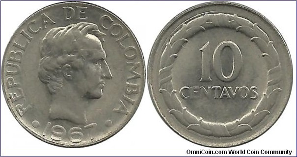 Colombia 10 Centavos 1967