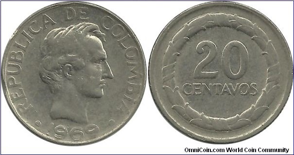 Colombia 20 Centavos 1969