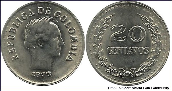 Colombia 20 Centavos 1972