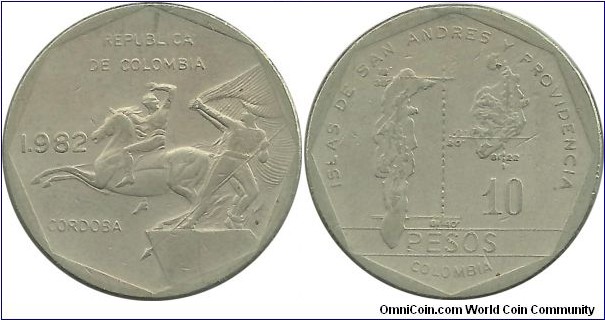 Colombia 10 Pesos 1.982