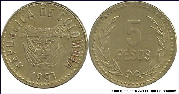 Colombia 5 Pesos 1991