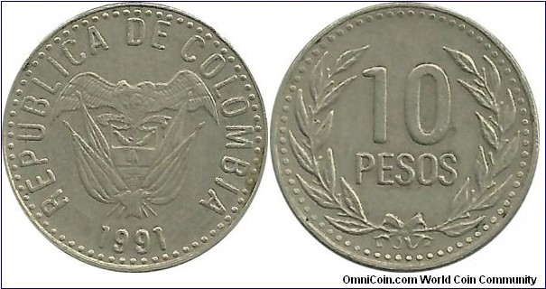 Colombia 10 Pesos 1991