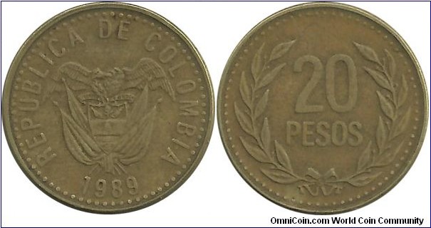 Colombia 20 Pesos 1989