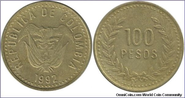 Colombia 100 Pesos 1992