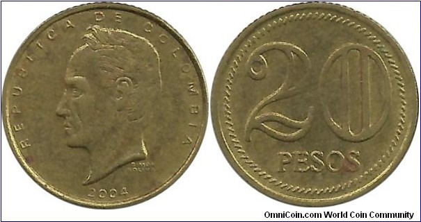Colombia 20 Pesos 2004