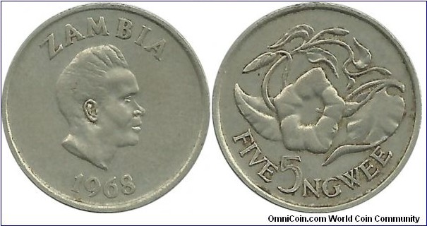 Zambia 5 Ngwee 1968
