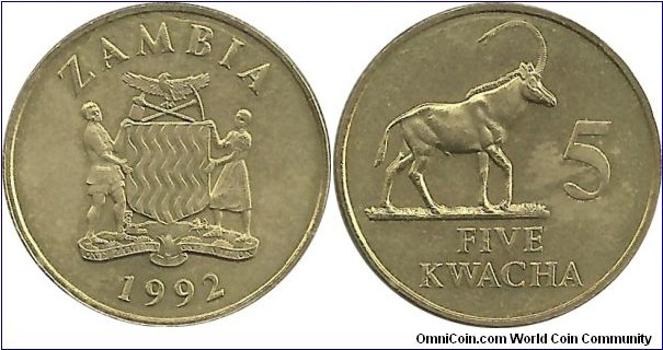 Zambia 5 Kwacha 1992
