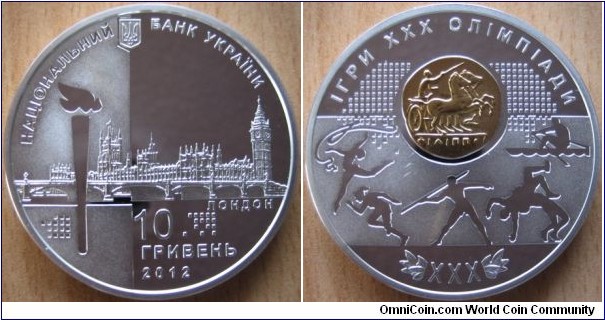 10 Hryvnia - London Olympic Games - 33.63 g Ag .925 Proof (partially gold plated) - mintage 5,000