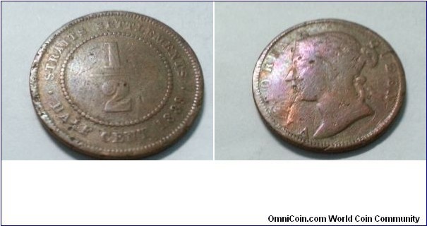 Strait settlements Queen Victoria 1/2 cent copper