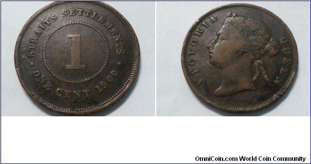 Strait settlements Queen Victoria 1 cent bronze