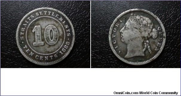 Strait settlements Queen Victoria 10 cents 800.silver