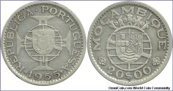 Mocambique-Port 20 Escudos 1955