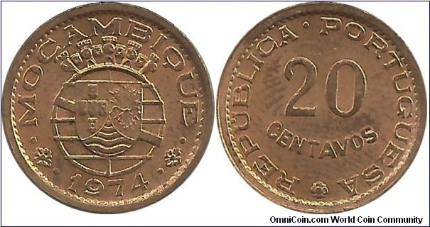 Mocambique-Port 20 Centavos 1974